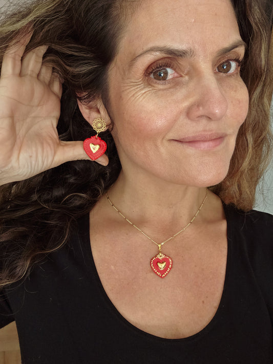 Sagrado corazón rojo y dorado set 2