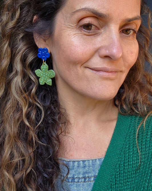 Aros flores con puntos verdes L
