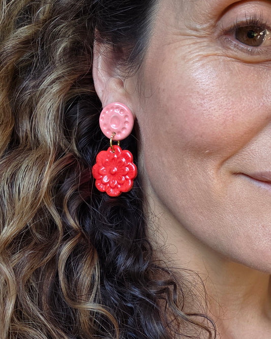 Aros textura 2 piezas rojo rosa M