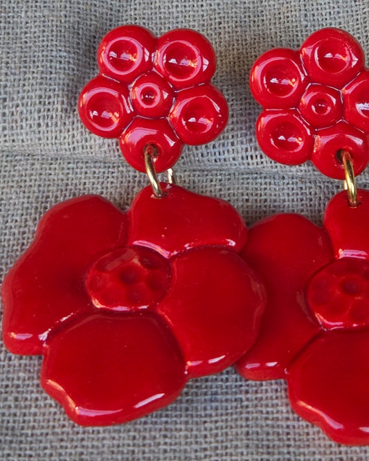 Aros flores XL rojos