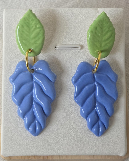 Aros hojas azul y verde 2 piezas L