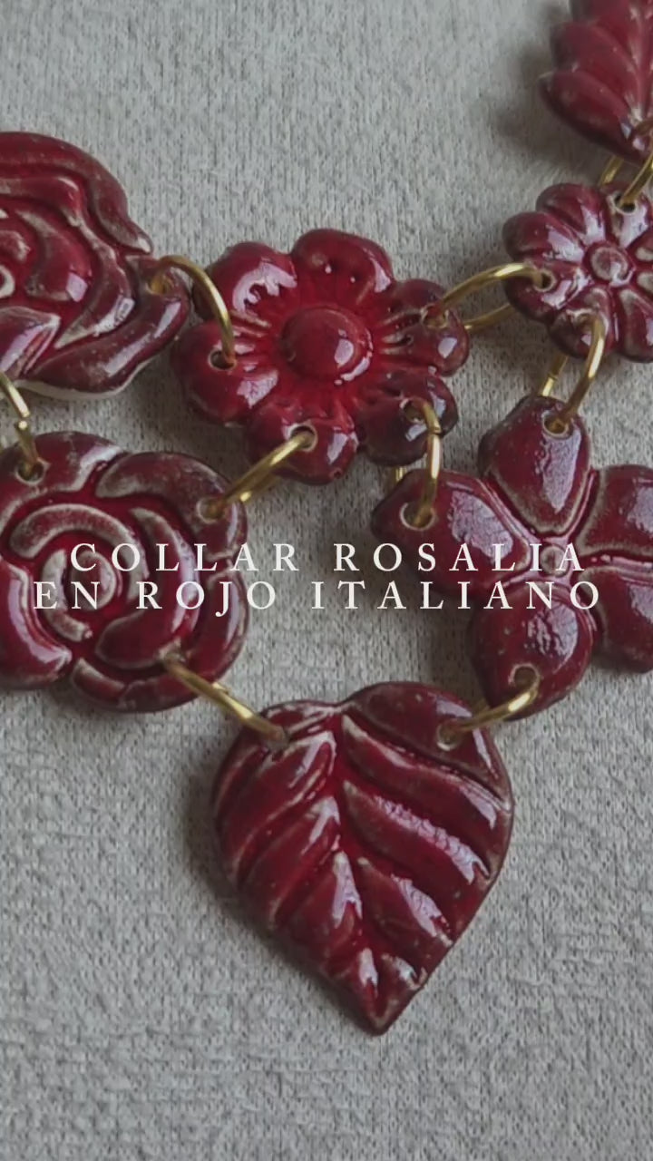 Collar ROSALÍA 10 piezas en esmalte rojo italiano brillante