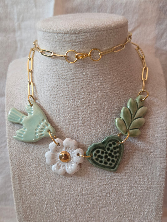 Collar jardín 1 blanco/verde