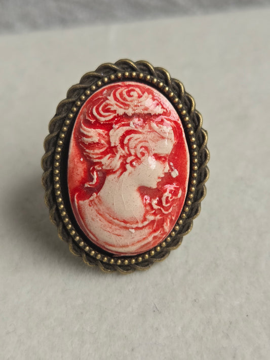 Anillos vintage ajustables plateados en tonos rojos y rosas