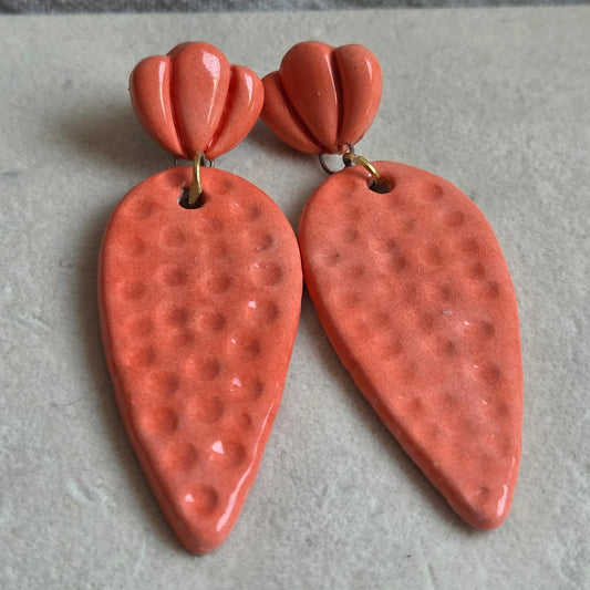 Aros 2 piezas coral lágrima