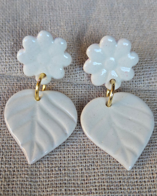 Aros hojas 2 piezas M blancos