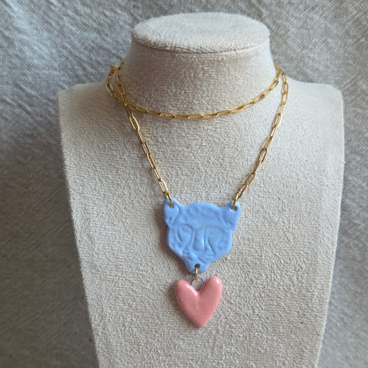 Collar 2 piezas tigre y corazón