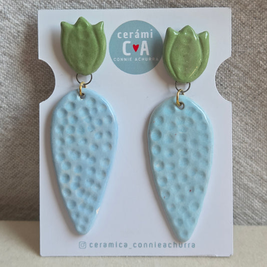 Aros 2 piezas verde/celeste lágrima