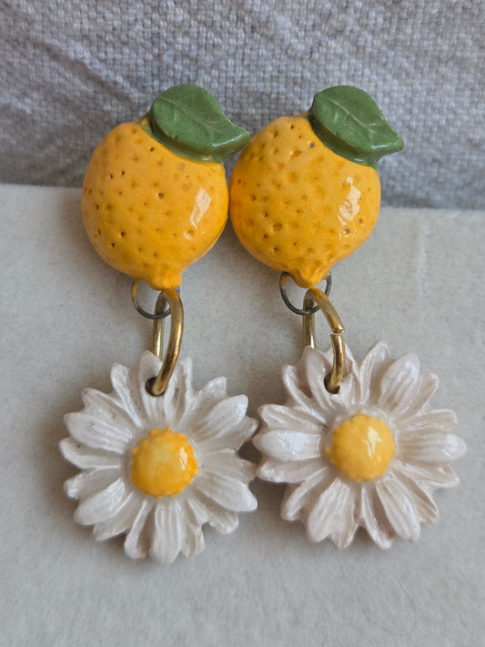 Aros 2 piezas margaritas y limones