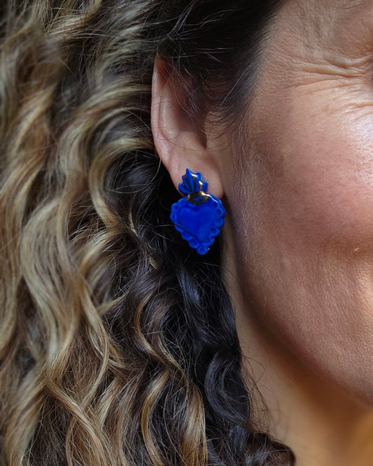 Aros corazón 1 pieza con oro azul