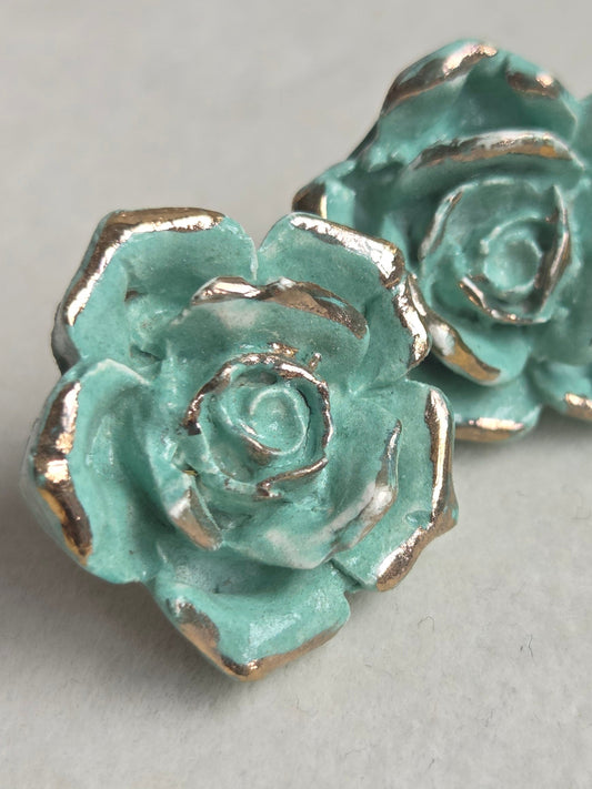 Aros Rosas turquesa 1 pieza con oro