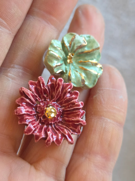 Aros flores 1 pieza y oro