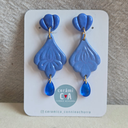 Aros 3 piezas azul y lagrimita