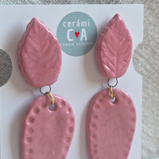 Aros 2 piezas rosa lágrima