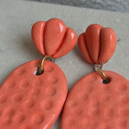 Aros 2 piezas coral lágrima