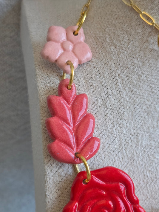 Collar ROSALÍA 10 piezas en tonos rojos y rosas