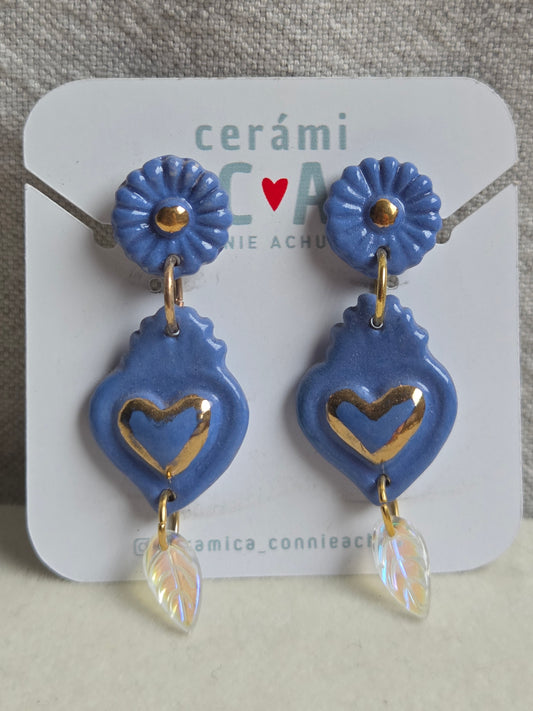 Aros sagrado corazón 2 piezas con oro 1 color