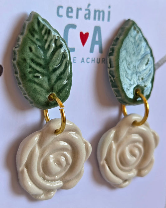 Aros rosa y hoja en 3 combinaciones