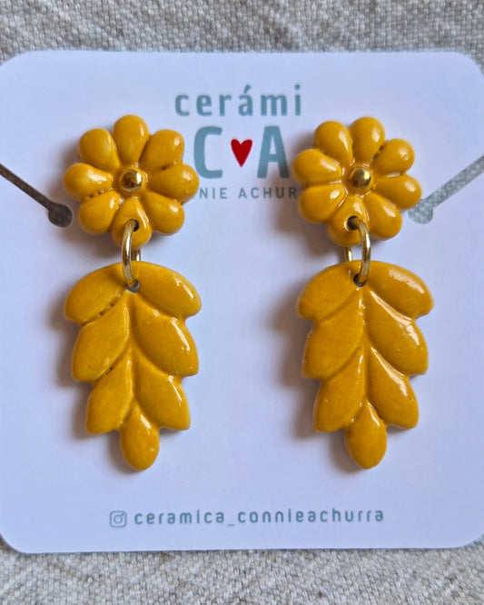 Aros espiga con flor y oro en 4 combinaciones