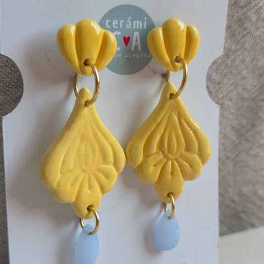 Aros 3 piezas amarillo y lagrimita