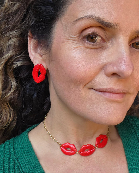 Aros labios rojos 1 pieza S