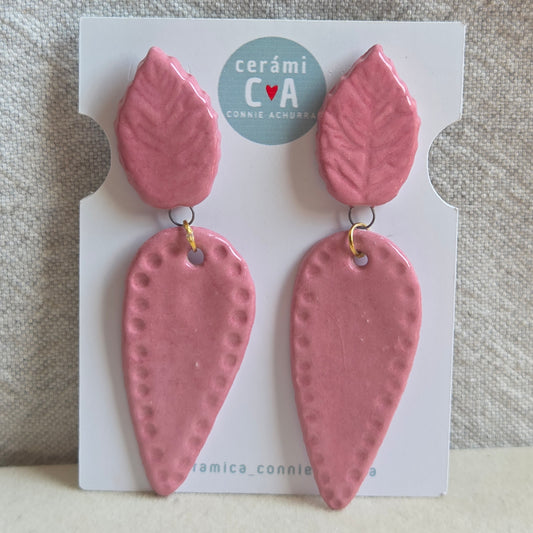 Aros 2 piezas rosa lágrima