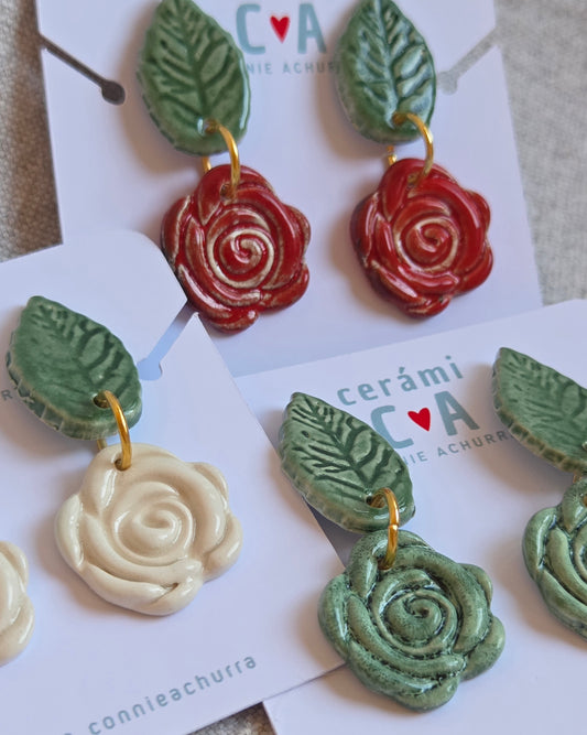 Aros rosa y hoja en 3 combinaciones