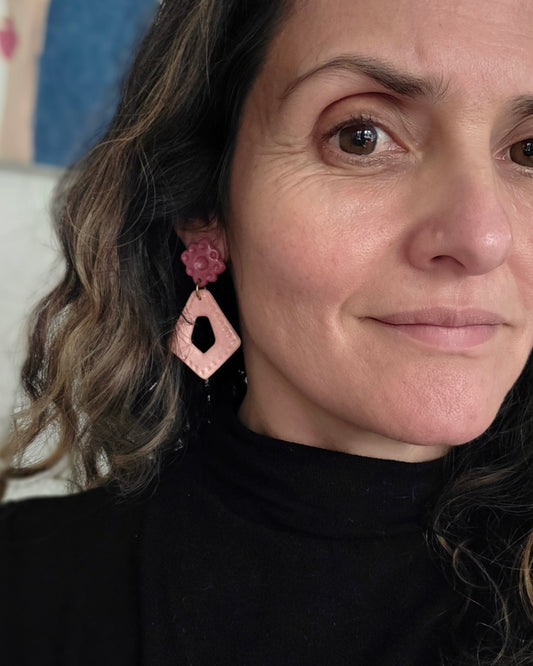 Aros vintage rosado 2 piezas M+