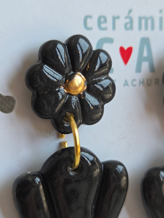 Aros 2 piezas con oro negros