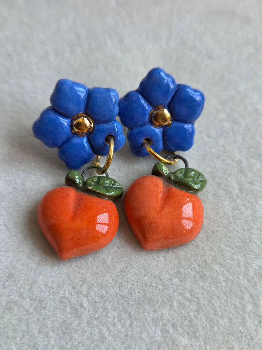 Aros 2 piezas duraznos con oro