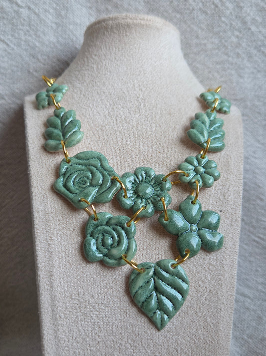 Collar ROSALÍA 10 piezas en esmalte turquesa oscuro brillante