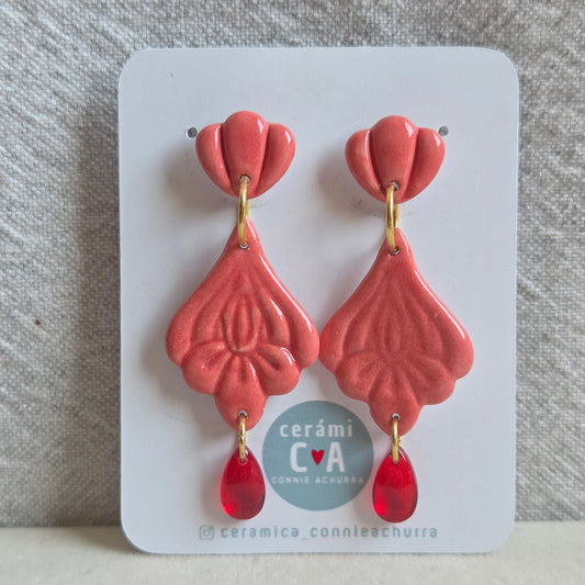 Aros 3 piezas rojo sandía y lagrimita