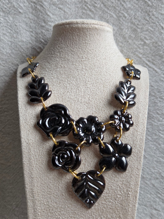 Collar ROSALÍA 10 piezas en esmalte negro tornasol