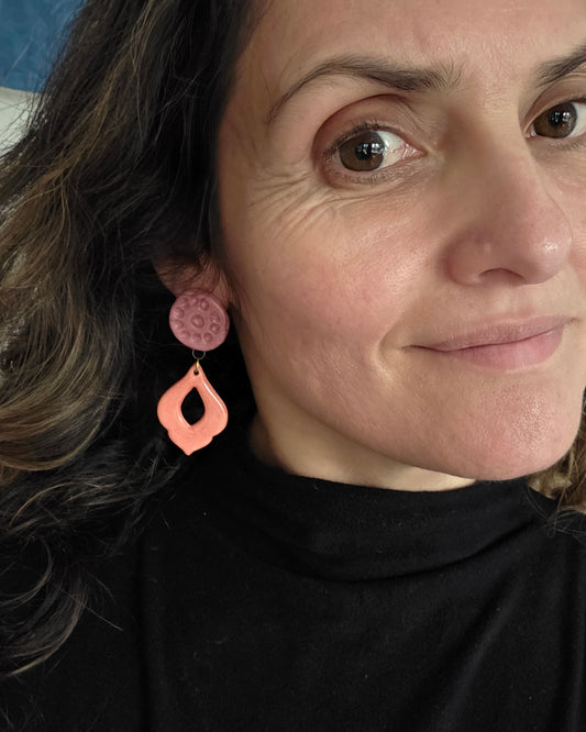 Aros burdeo coral 2 piezas M