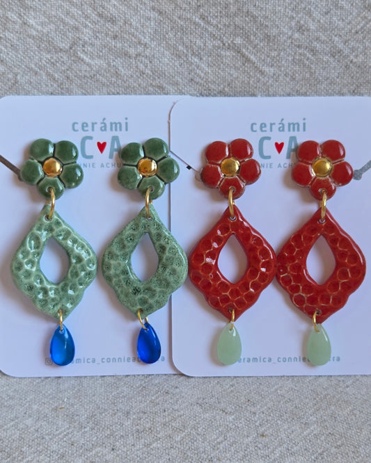 Aros Estambul con oro y cristales en 2 combinaciones