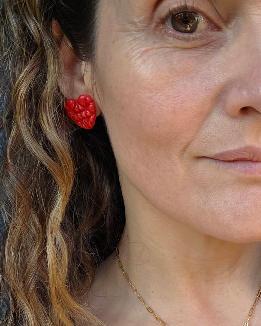 Aros corazones rojos S