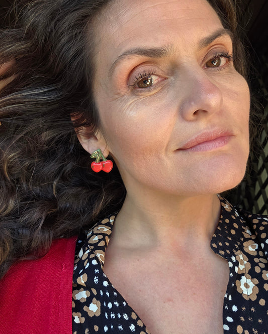 Aros 1 pieza cerezas S + lustre de oro