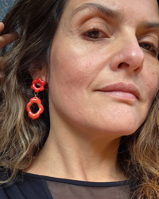 Aros rojos y oro  L