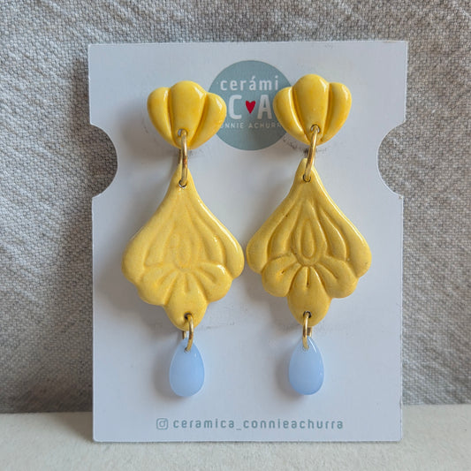 Aros 3 piezas amarillo y lagrimita