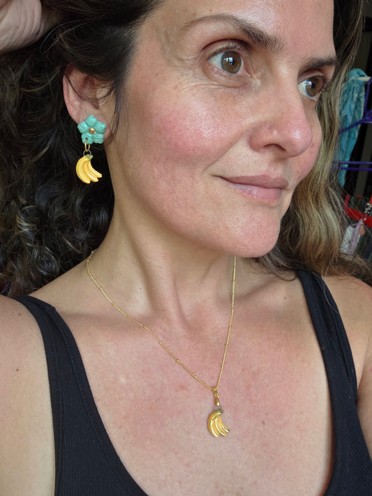 Aros 2 piezas plátanos con oro