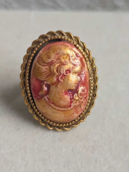 Anillos vintage ajustables plateados en tonos rojos y rosas